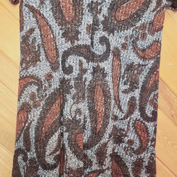 Tacera XL Gray and brown short sleeved paisley midi dress - Picture 9 of 10